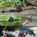 Kit Carretilha Baitcasting com Vara de Pesca em Fibra de Carbono