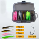 Kit de Iscas Soft Bait 61 Peças com Caixa Organizadora para Pesca Esportiva