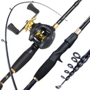 Kit Carretilha Baitcasting com Vara de Pesca em Fibra de Carbono
