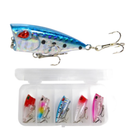 Kit 5 Iscas Mini Popper de Superfície para Pesca de Tucunaré e Robalo