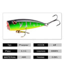 Kit 5 Iscas Popper de Superfície para Pesca de Tucunaré e Robalo