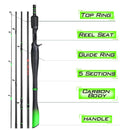 Vara de Pesca Sougayilang em Carbono para Isca Artificial e Baitcasting