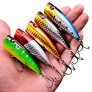 Kit 5 Iscas Popper de Superfície para Pesca de Tucunaré e Robalo
